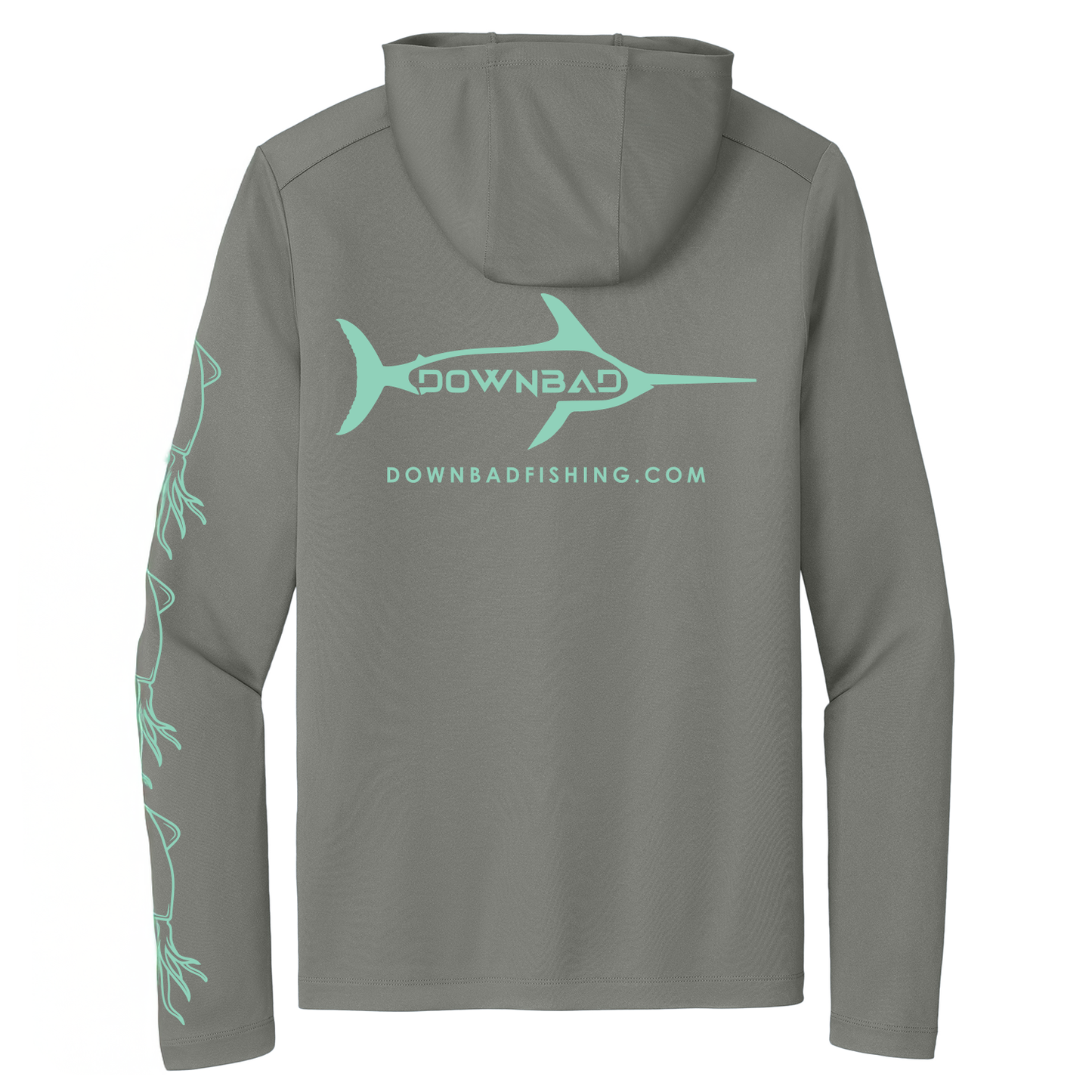 DownBad Fishing Performance Long Sleeve Hooded Raglan