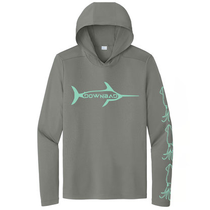 DownBad Fishing Performance Long Sleeve Hooded Raglan